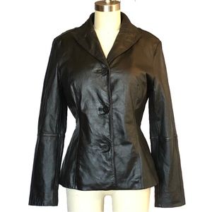 100% Genuine Leather Black tailored Jacket blazer by Winlit size Small